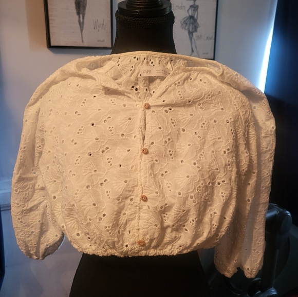 Girls white crop eyelet top, Zara, 11-12 yrs - Picture 5 of 5